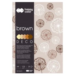 Blok DECO Brown Happy Color A4, 20ark,170g,5 kolor