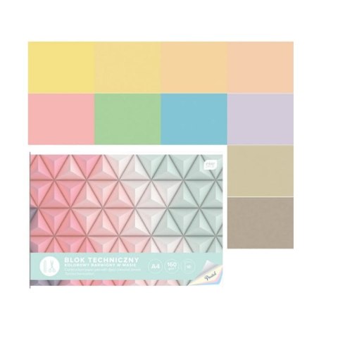 Blok techniczny A4 kolorowy PASTEL 10k. 160g.