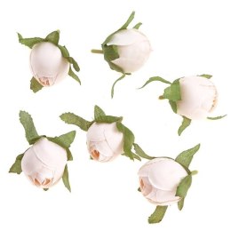 Główki kwiatowe - Róża 3cm 6szt ecru