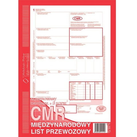 CMR Międzynarodowy list przewozowy numerowany 1+3